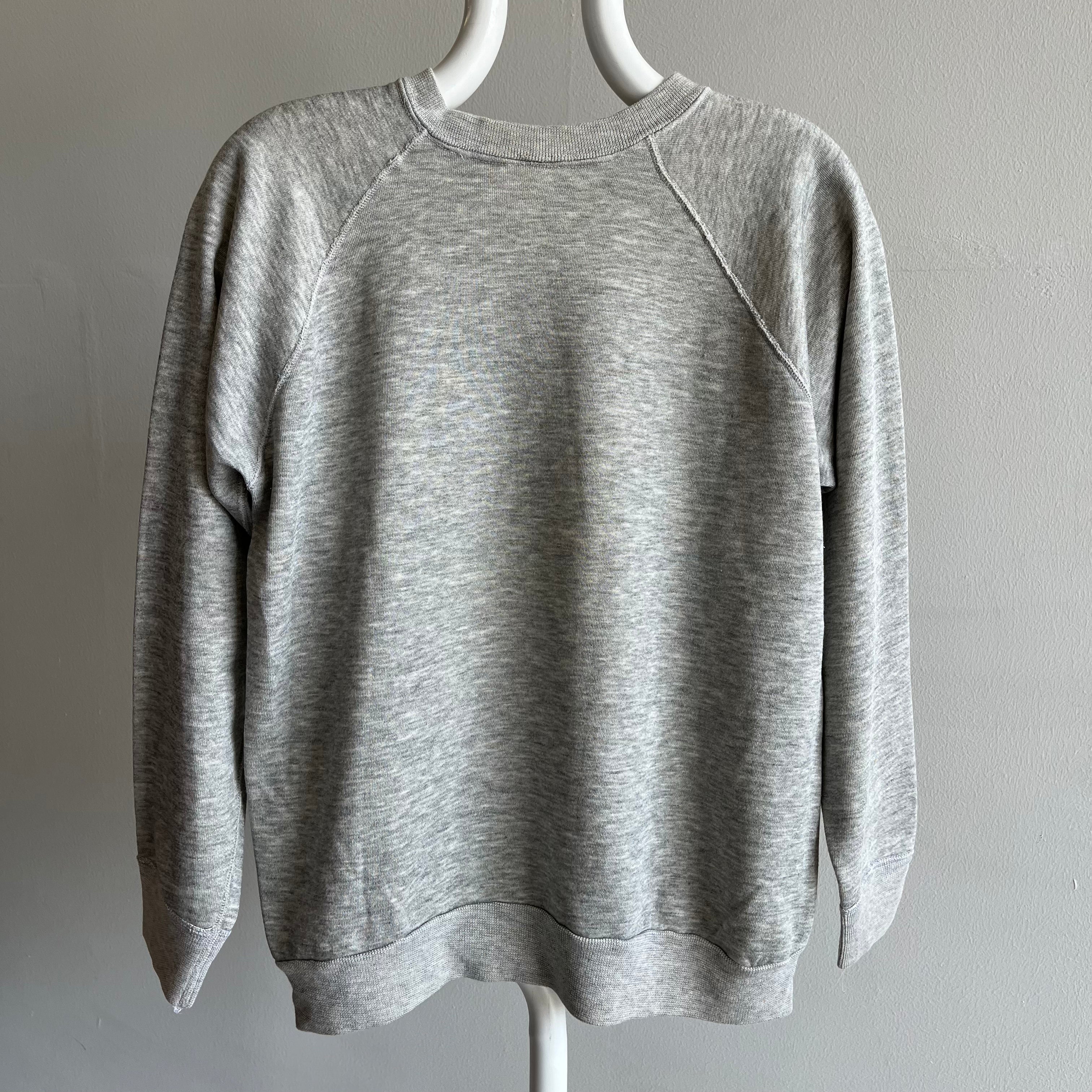 1980s Aged Blank Gray Raglan Sweatshirt by Chalk Line