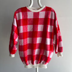 1980s Fuzzy Table Cloth Dolman Sleeve Sweatshirt/Sweater