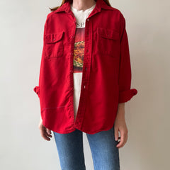 1970s Sears Soft Red Hand Mended Flannel