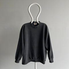 1990s Faded Black Mostly Cotton Sweatshirt