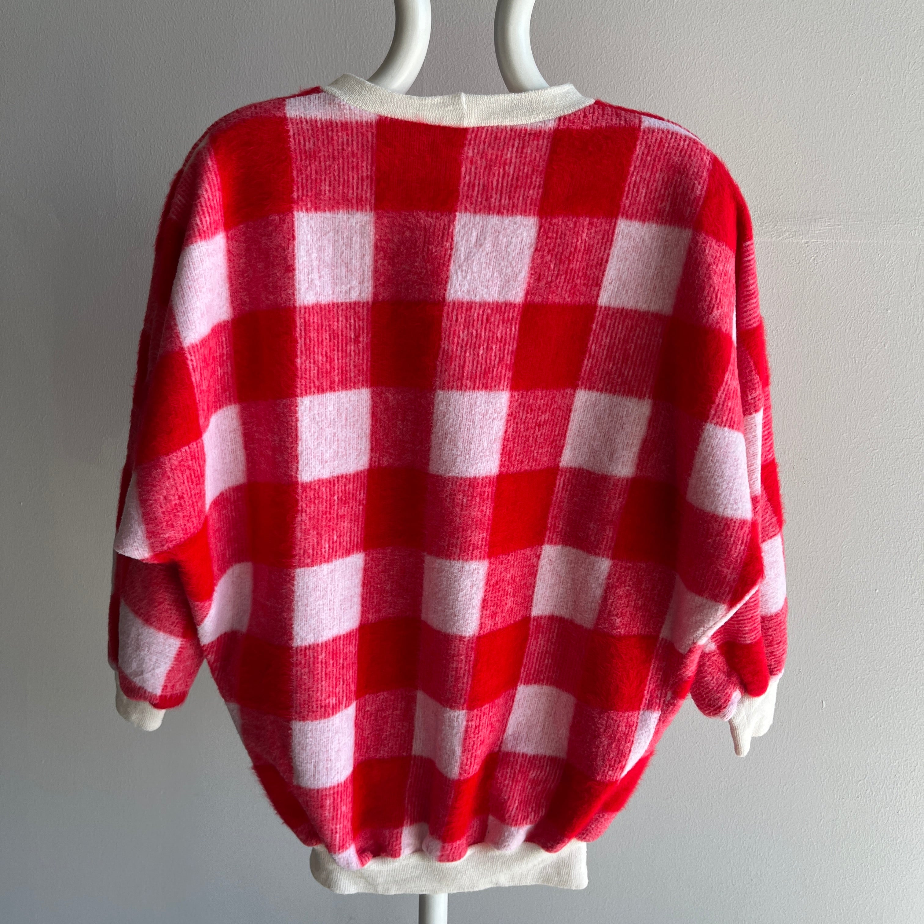 1980s Fuzzy Table Cloth Dolman Sleeve Sweatshirt/Sweater