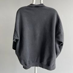 1990s Faded Black Mostly Cotton Sweatshirt