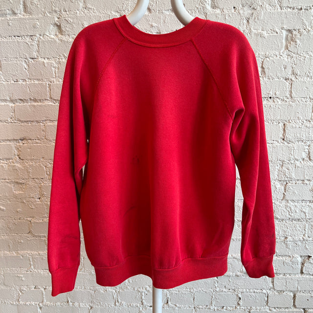 1980s Blank Red Faded and Stained Sweatshirt by Pannill