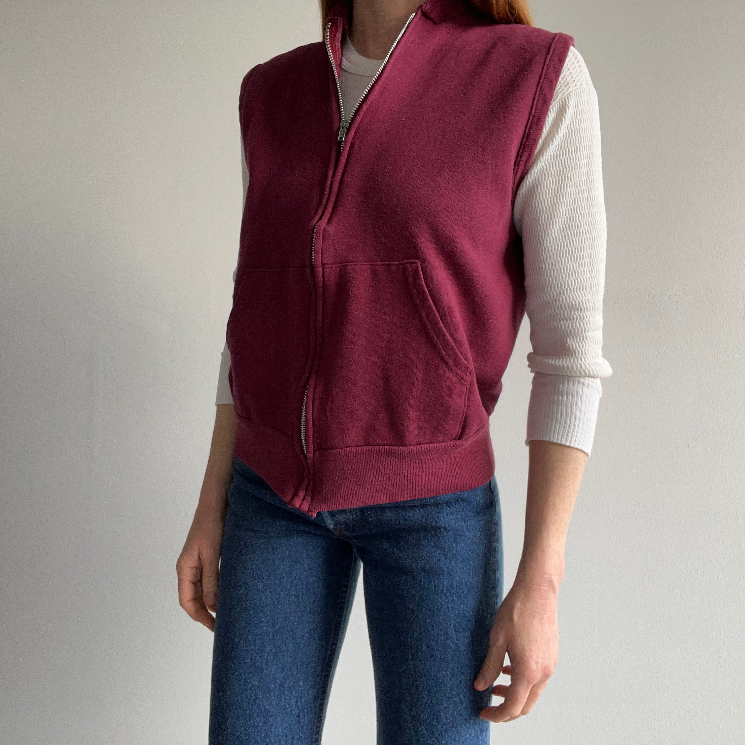 1970s Burgundy Muscle Zip Up by Steinwurtzel