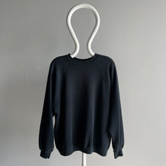 1990s Hanes Luxurious Faded Black Raglan with a Nice Lower Pit for Maximum Comfort - So. Soft.