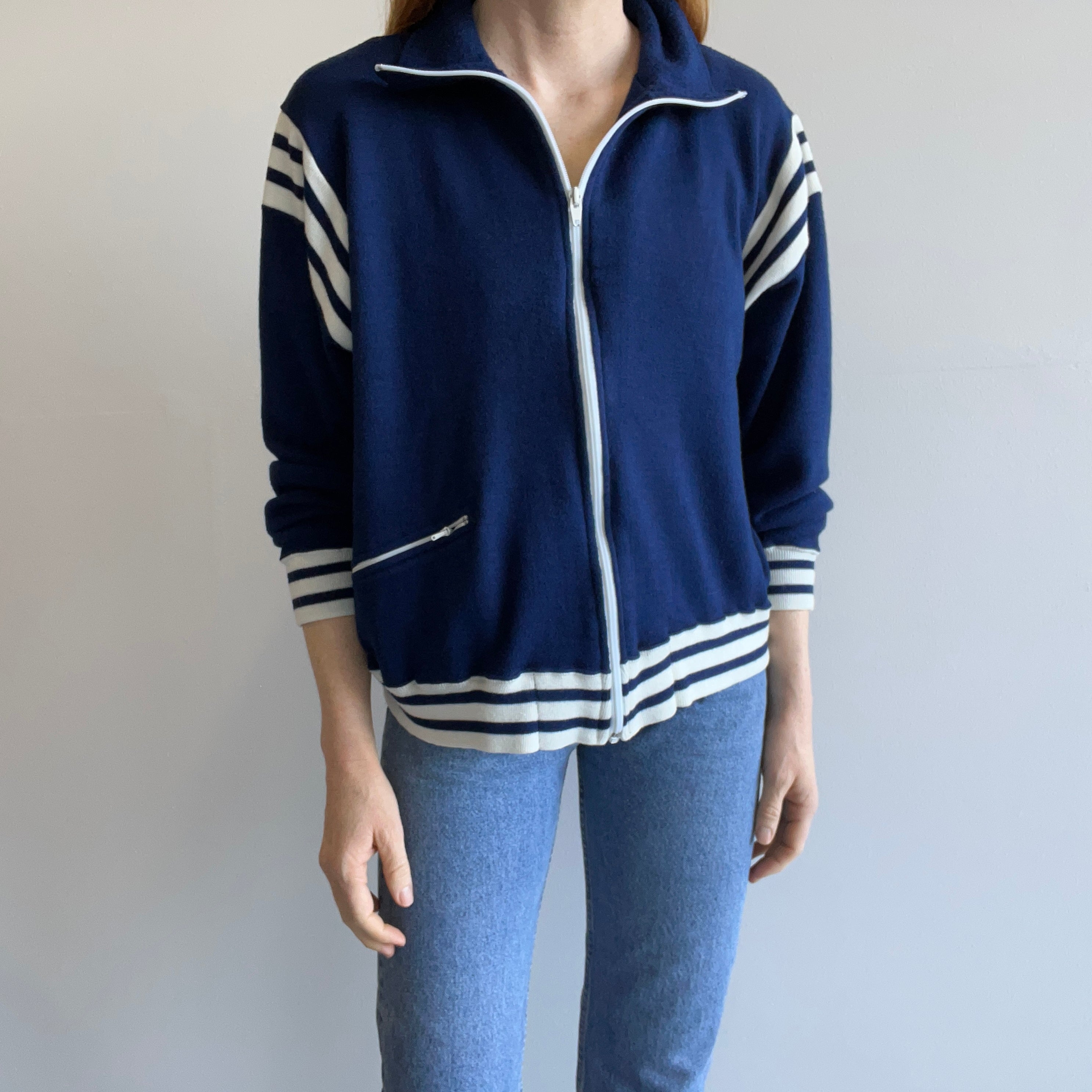 1970s Mock Neck Zip Up - Oh SO Soft and Slouchy