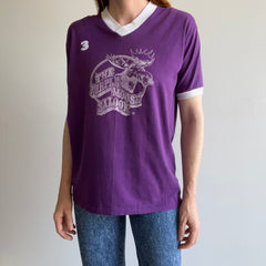 1970s The Purple Moose Saloon Front and Back No 3 Ring V Neck by Sportswear