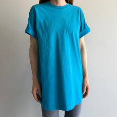 1980/90s Pin Striped Cotton T-Shirt (teal/turquoise/blue)