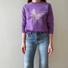 1980s DIY Hand Stitched Butterfly Sweatshirt (early 80s)