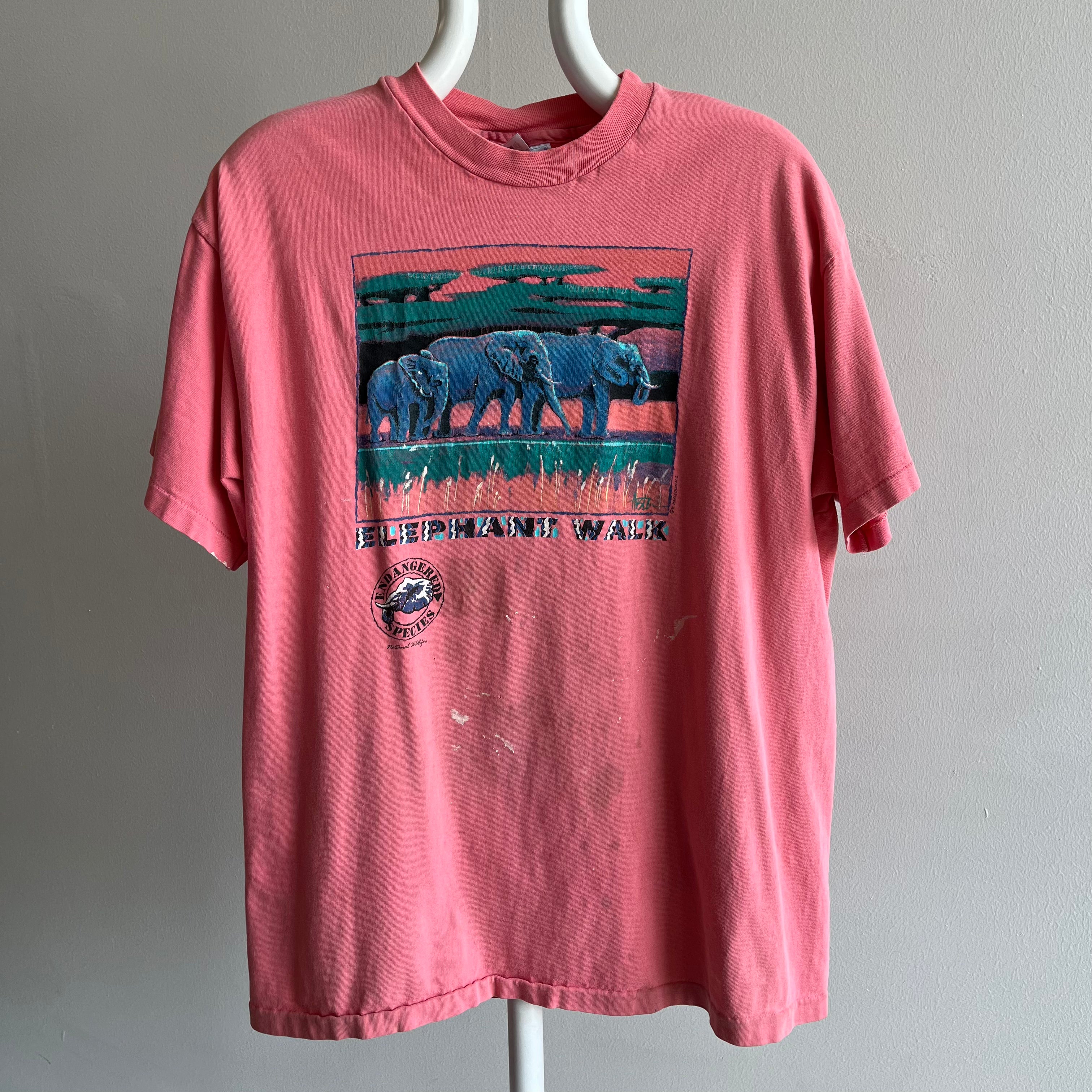 1991 Endangered Species Elephant Walk Super Stained T-Shirt
