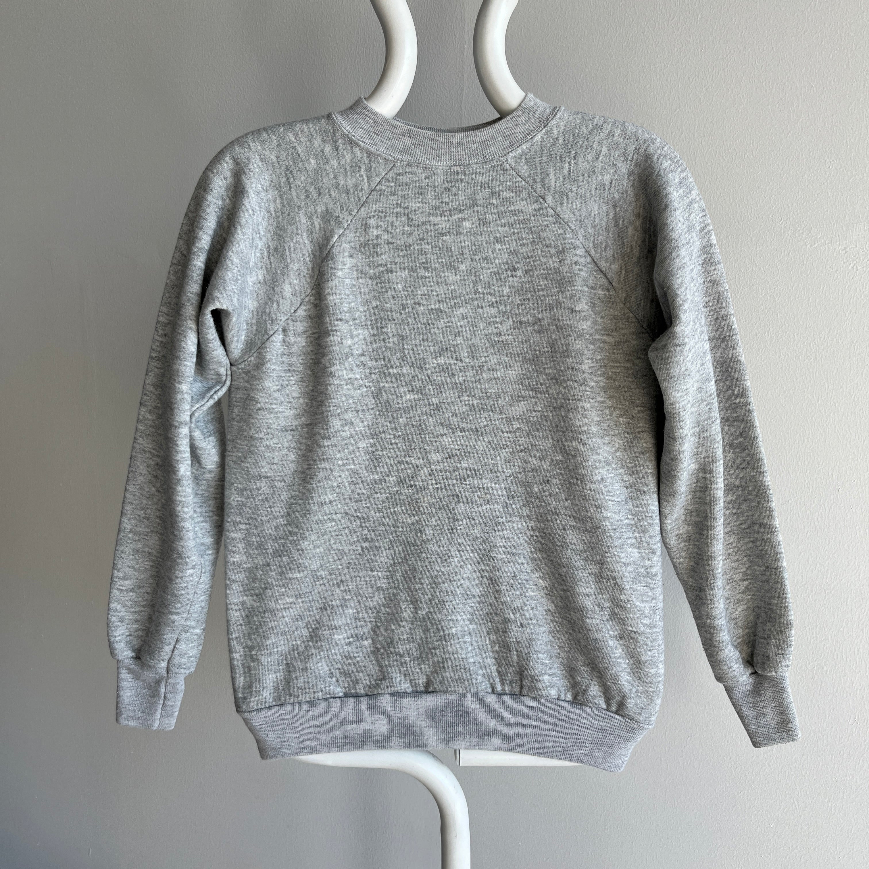1980s XS Blank Gray Raglan Sweatshirt