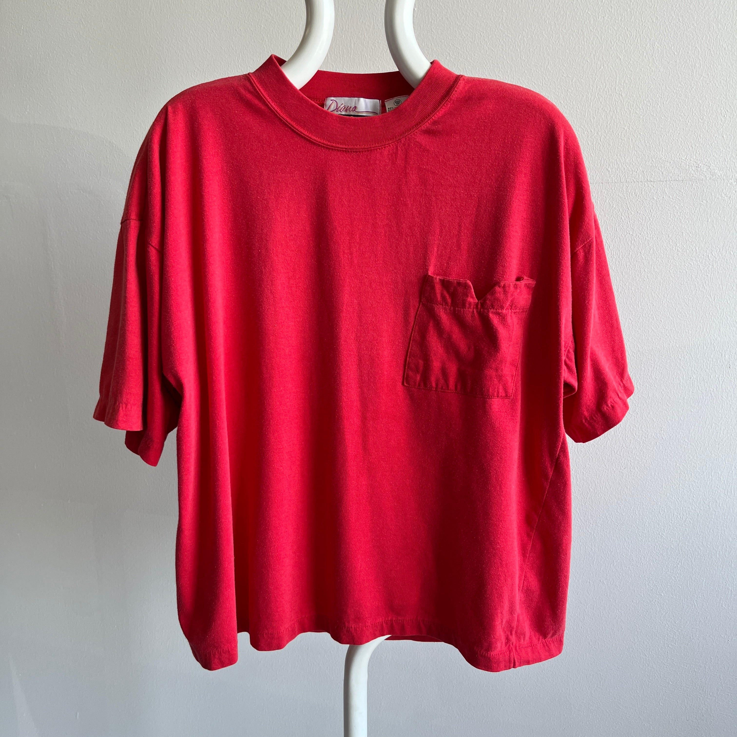 1980s Slouchy Boxy Red Pocket T-Shirt