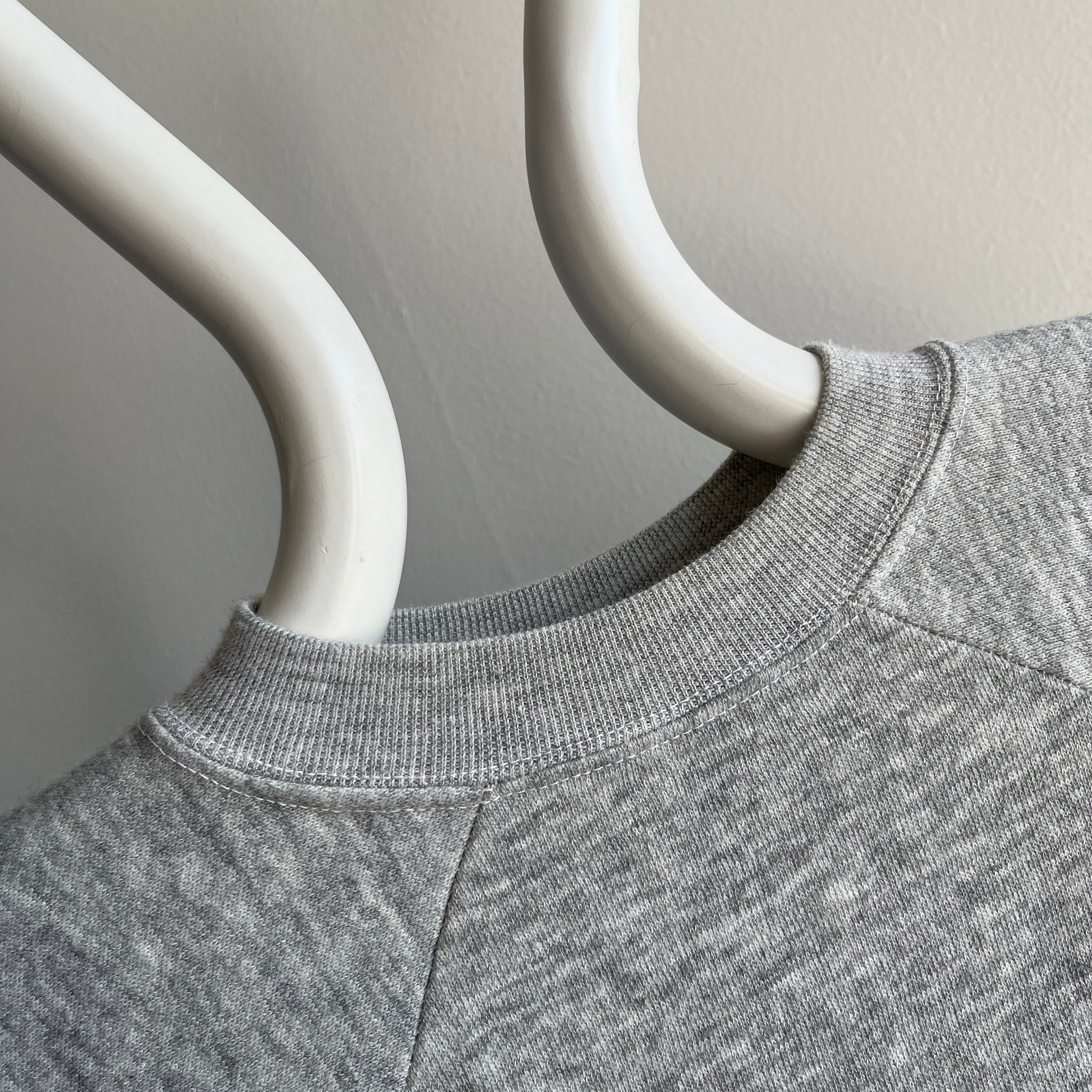 1980s XS Blank Gray Raglan Sweatshirt