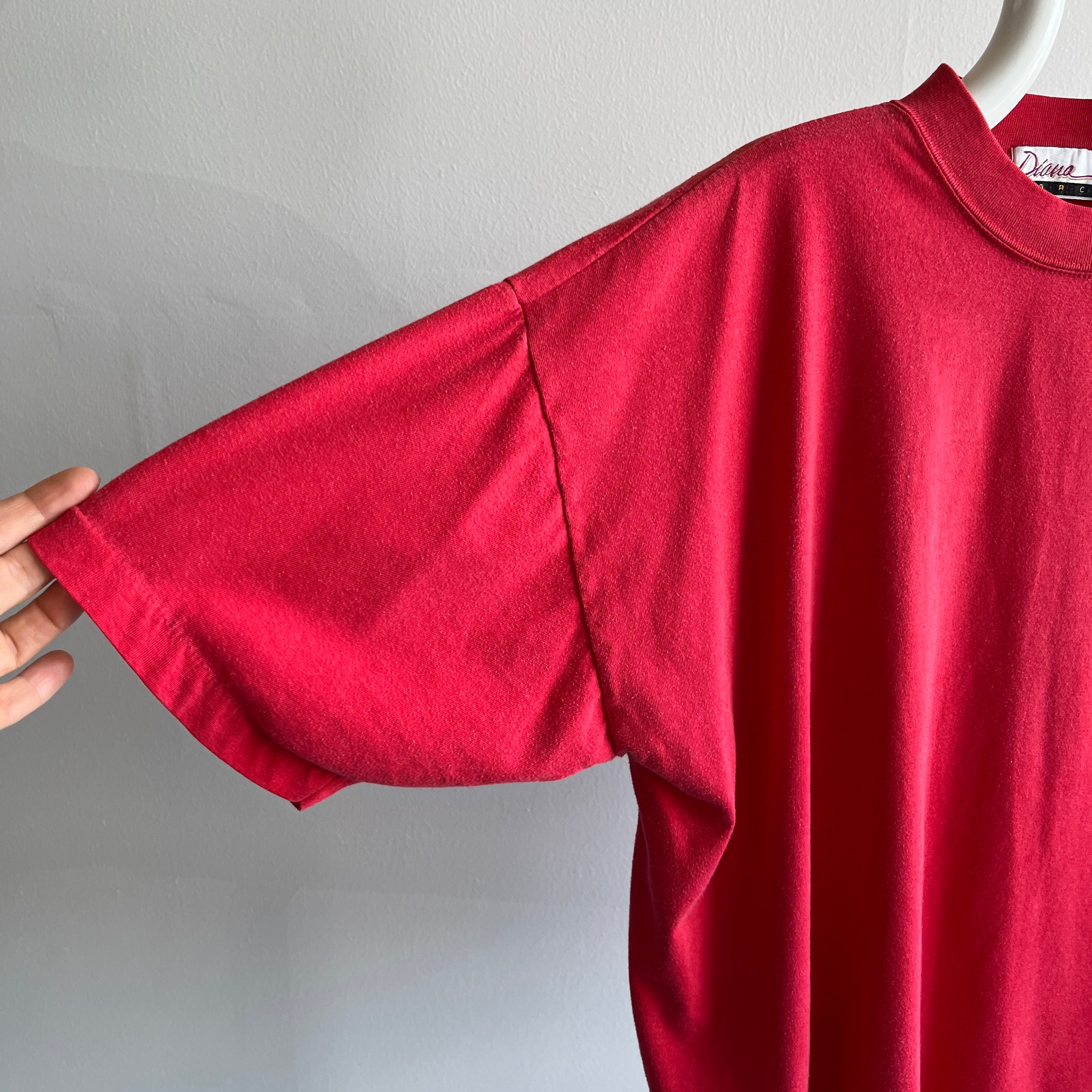 1980s Slouchy Boxy Red Pocket T-Shirt