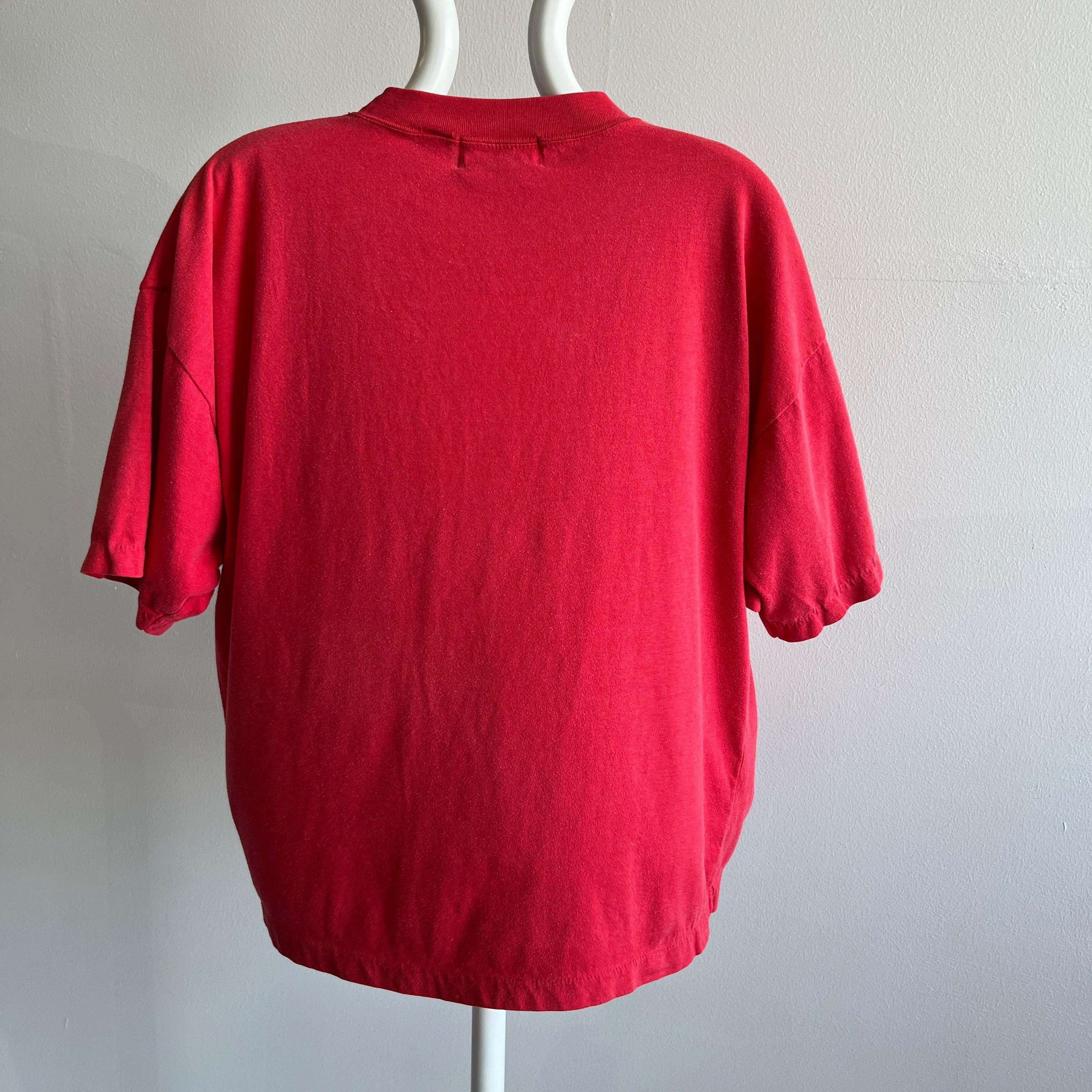 1980s Slouchy Boxy Red Pocket T-Shirt