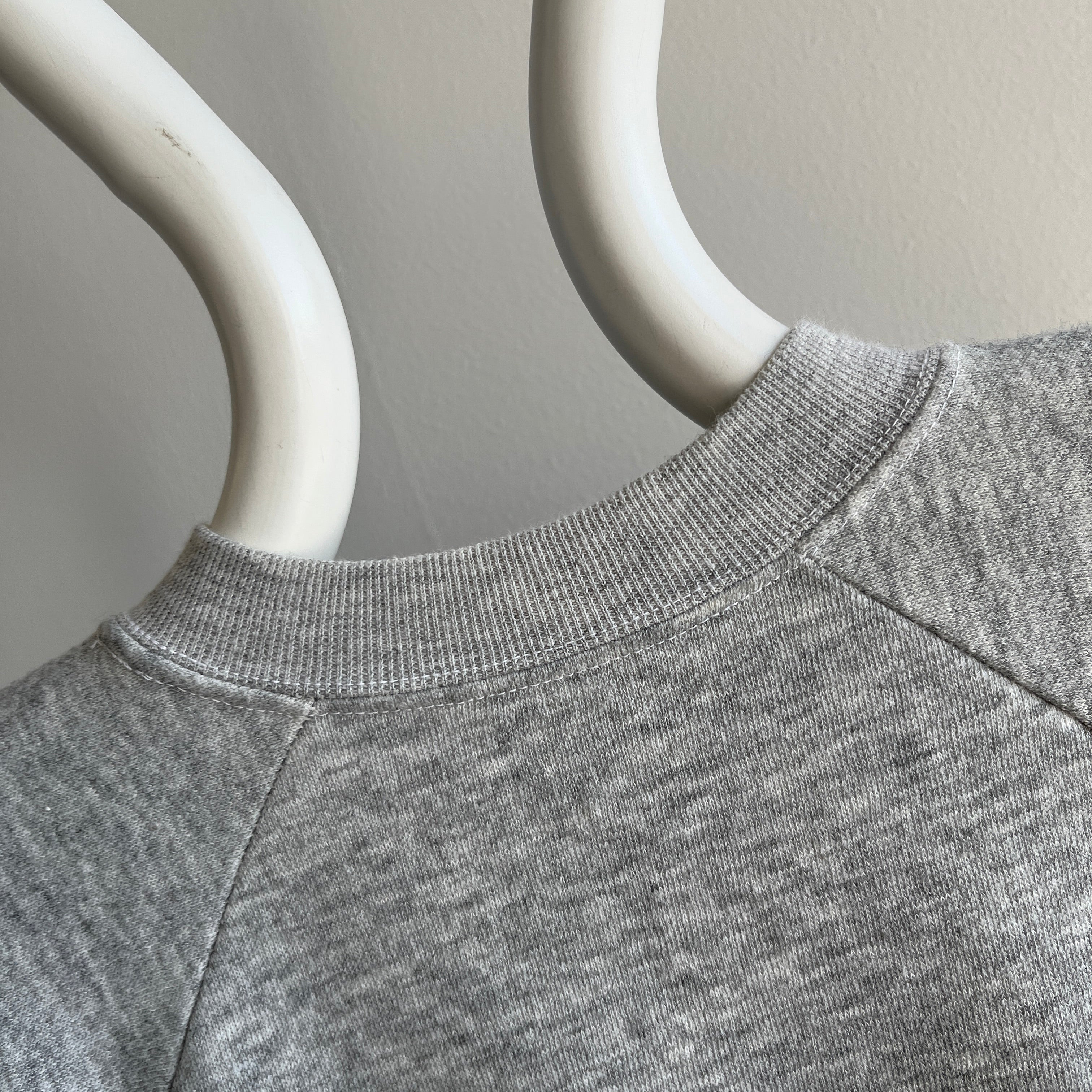 1980s XS Blank Gray Raglan Sweatshirt