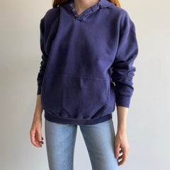 1990s L.L. Bean x Russell Navy Henley Hoodie