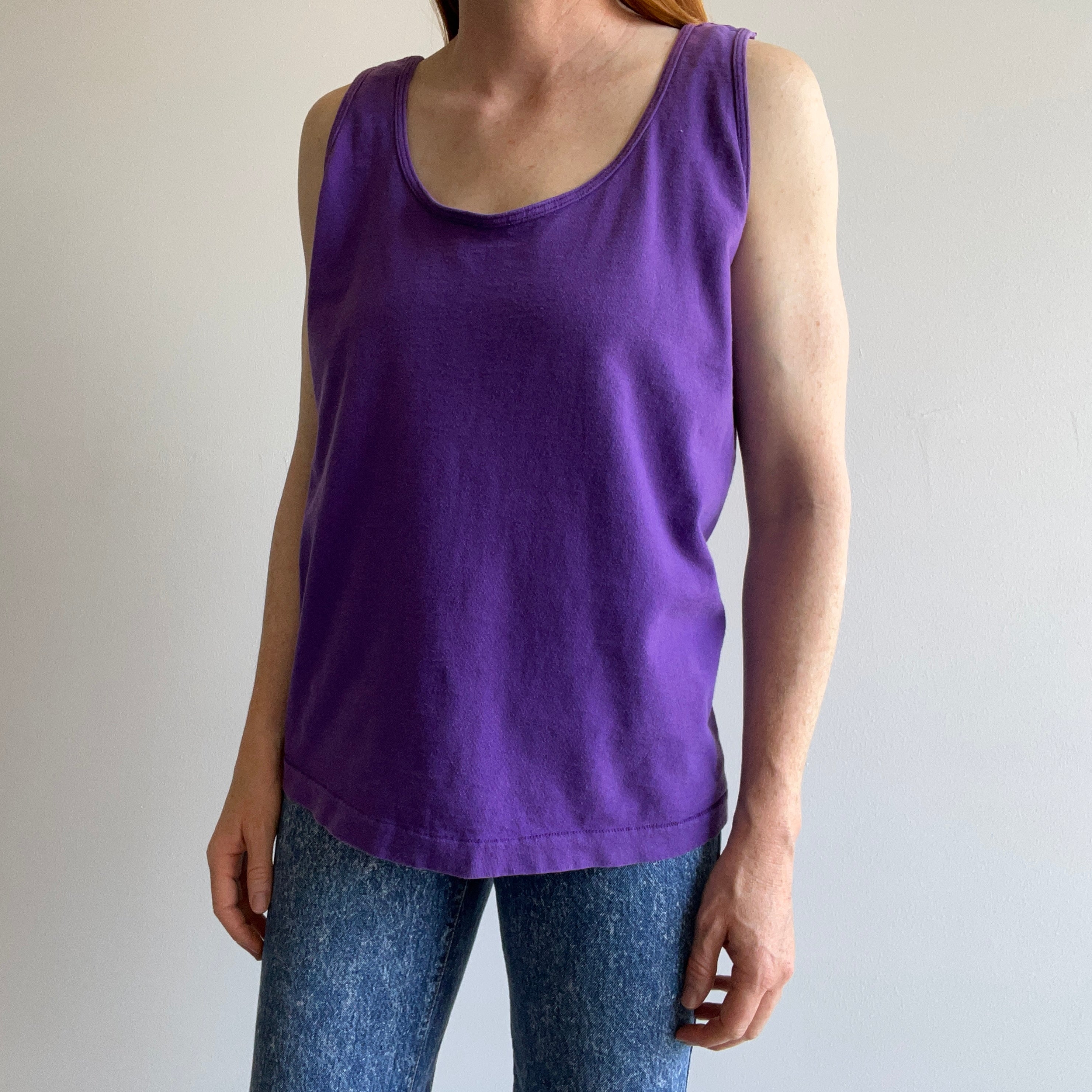 1980s Blank Cotton FOTL Purple Tank - Classic