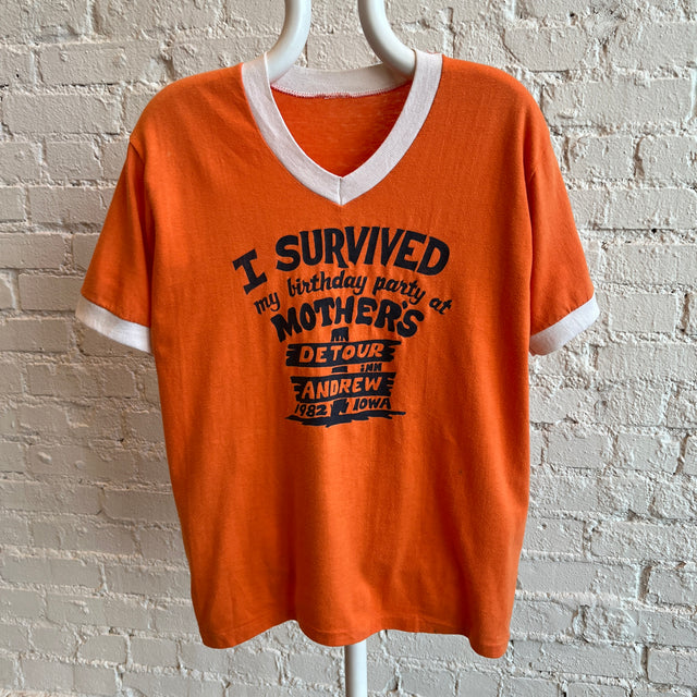 1982 I Survived My Birthday Party at Mother's Detour, Iowa Ring T-Shirt