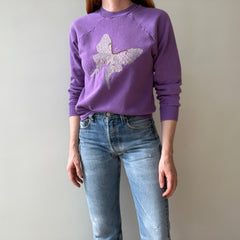 1980s DIY Hand Stitched Butterfly Sweatshirt (early 80s)