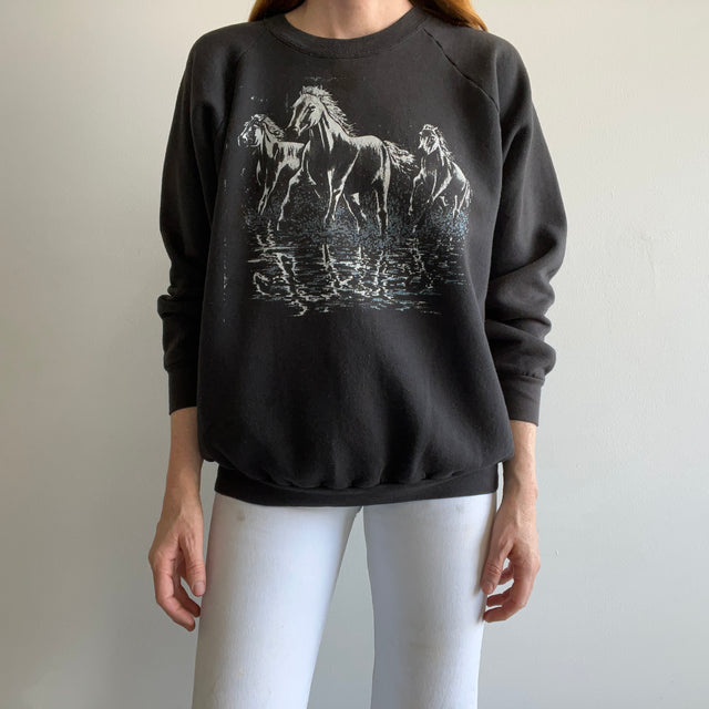 1980s Wild Horses Stained Sweatshirt