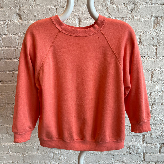 1980s Creamsicle Orange Blank Shorter Long Sleeve Sweatshirt