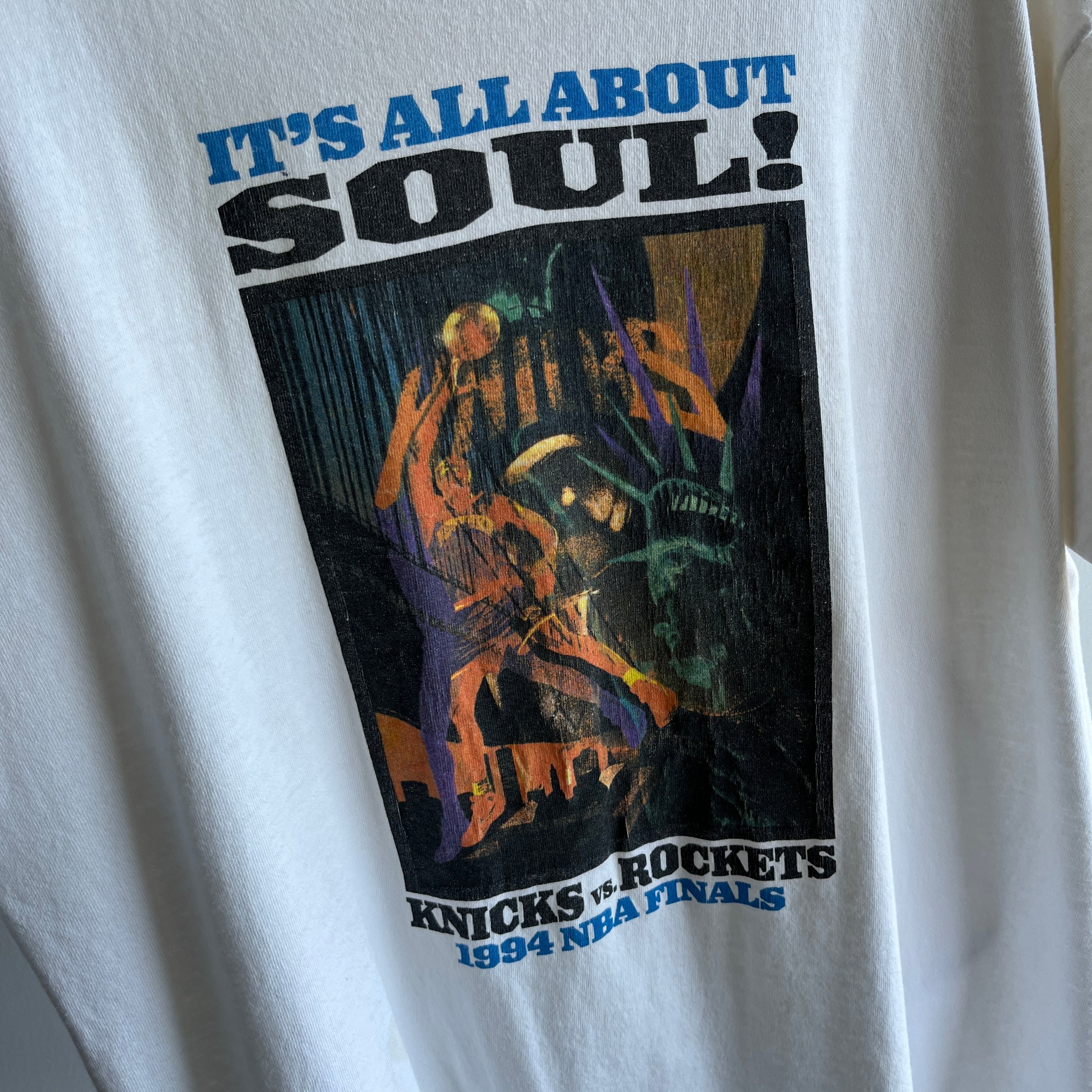 1994 Knicks vs. Rockets NBA Finals - It's All About Soul - Stained T-Shirt