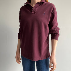 1990s Burgundy Long Sleeve Ralph Lauren Polo Shirt