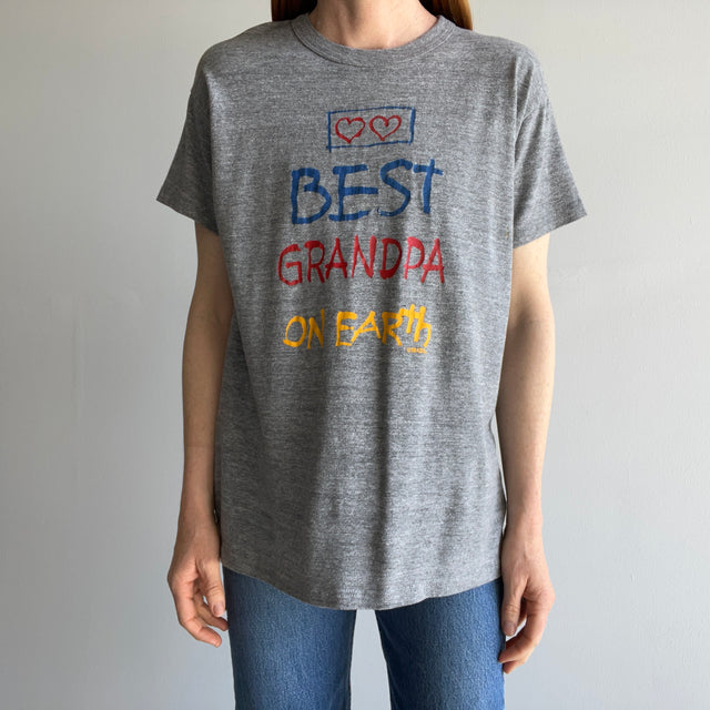 1980s "Best Grandpa On Earth" Slouchy Rolled Neck T-Shirt