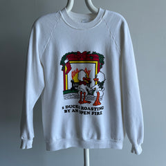 1980s Two Ducks Roasting By an Open Fire Sweatshirt