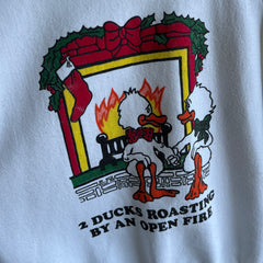 1980s Two Ducks Roasting By an Open Fire Sweatshirt