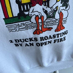 1980s Two Ducks Roasting By an Open Fire Sweatshirt