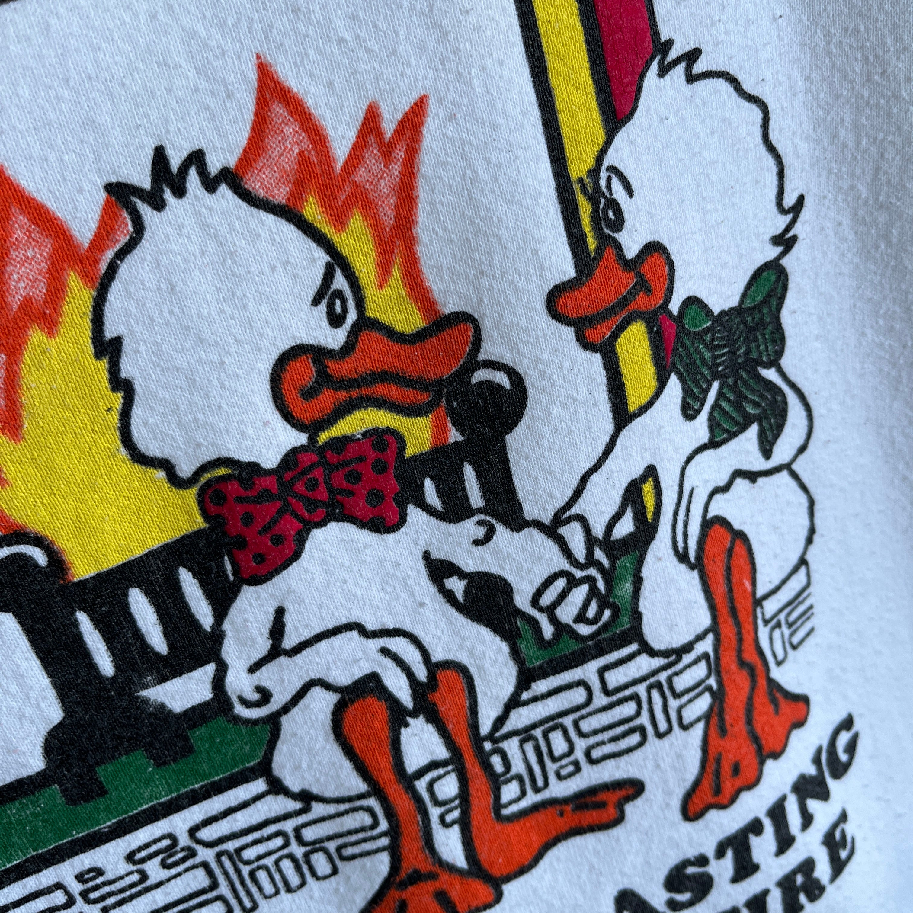 1980s Two Ducks Roasting By an Open Fire Sweatshirt