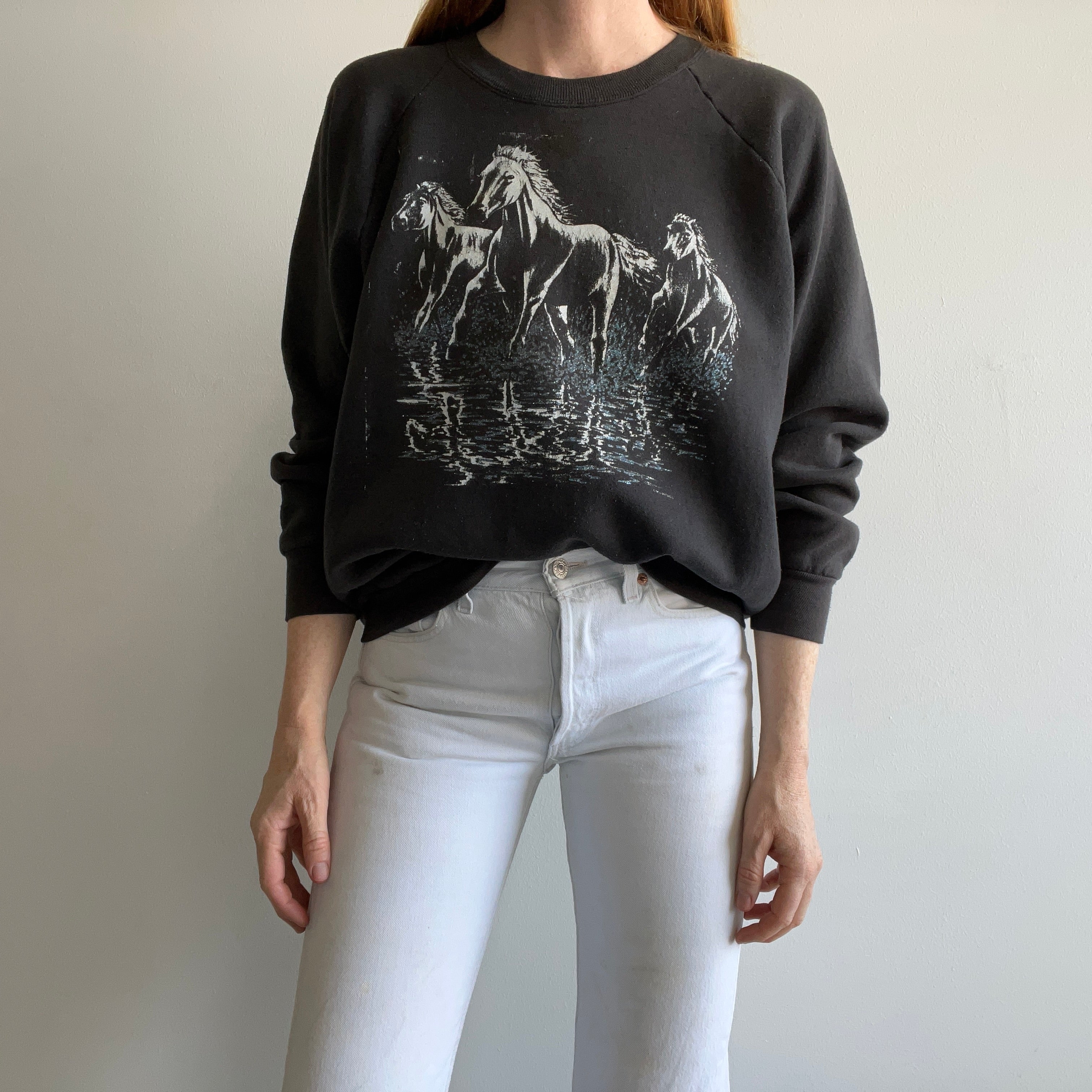 1980s Wild Horses Stained Sweatshirt