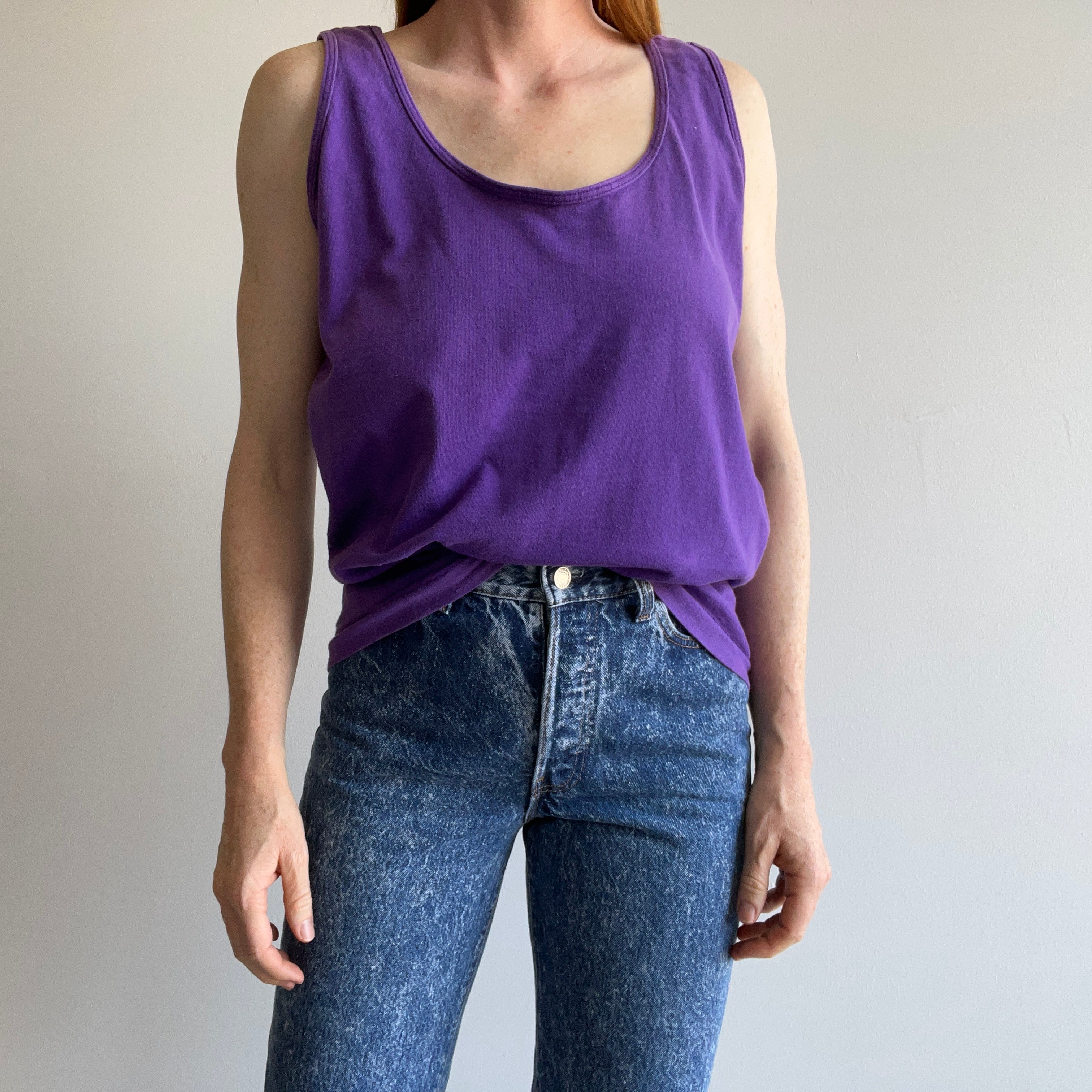 1980s Blank Cotton FOTL Purple Tank - Classic