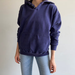 1990s L.L. Bean x Russell Navy Henley Hoodie