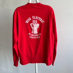 1980s Wise Electric, El Segundo California - Long Sleeve Cotton T-Shirt - The backside!