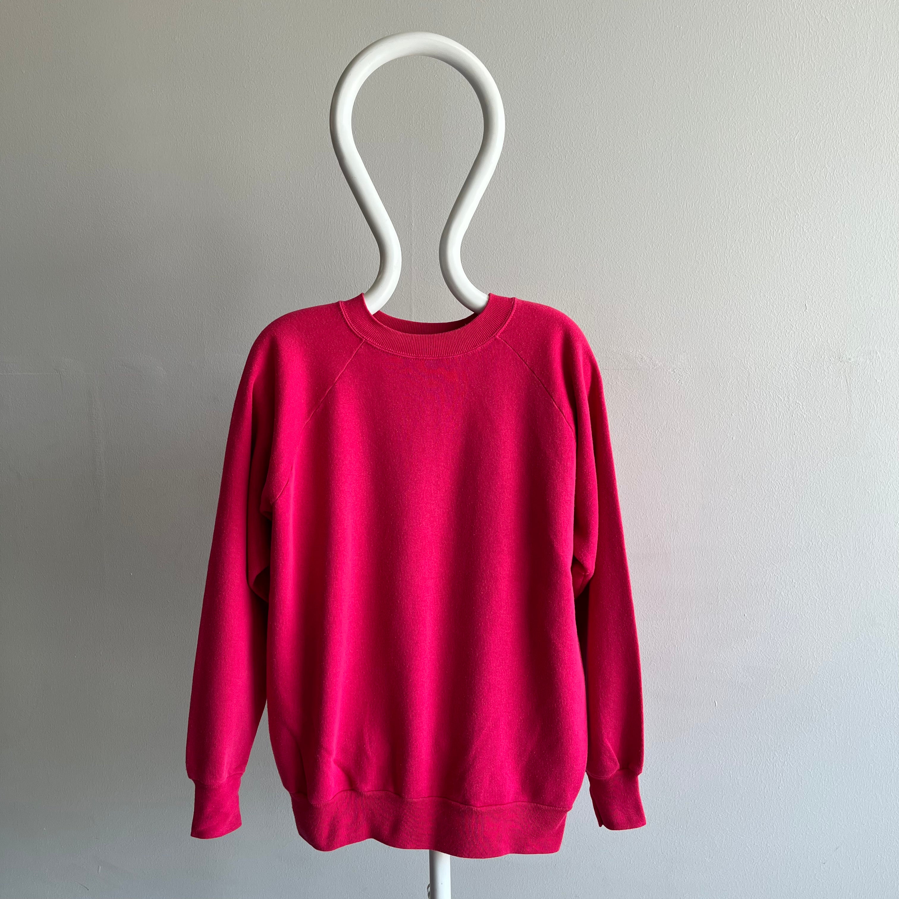 1980s Hot Pink Blank Raglan - XL