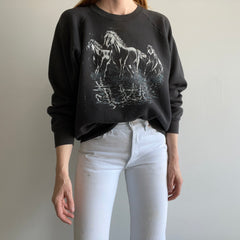 1980s Wild Horses Stained Sweatshirt