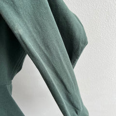 1980s GAP USA Made Blank Forest Green T-Shirt Hoodie with Hole