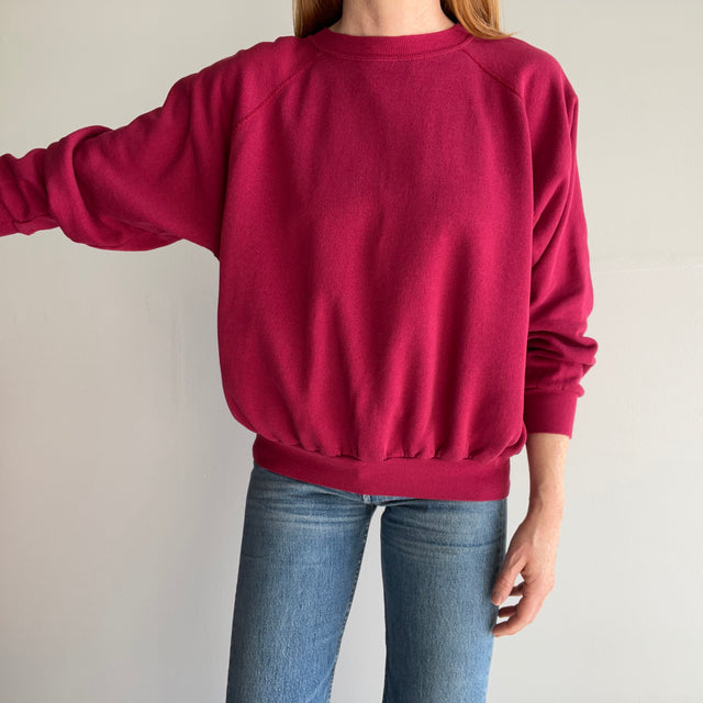 1980s Hot Magenta Pink Raglan Sweatshirt