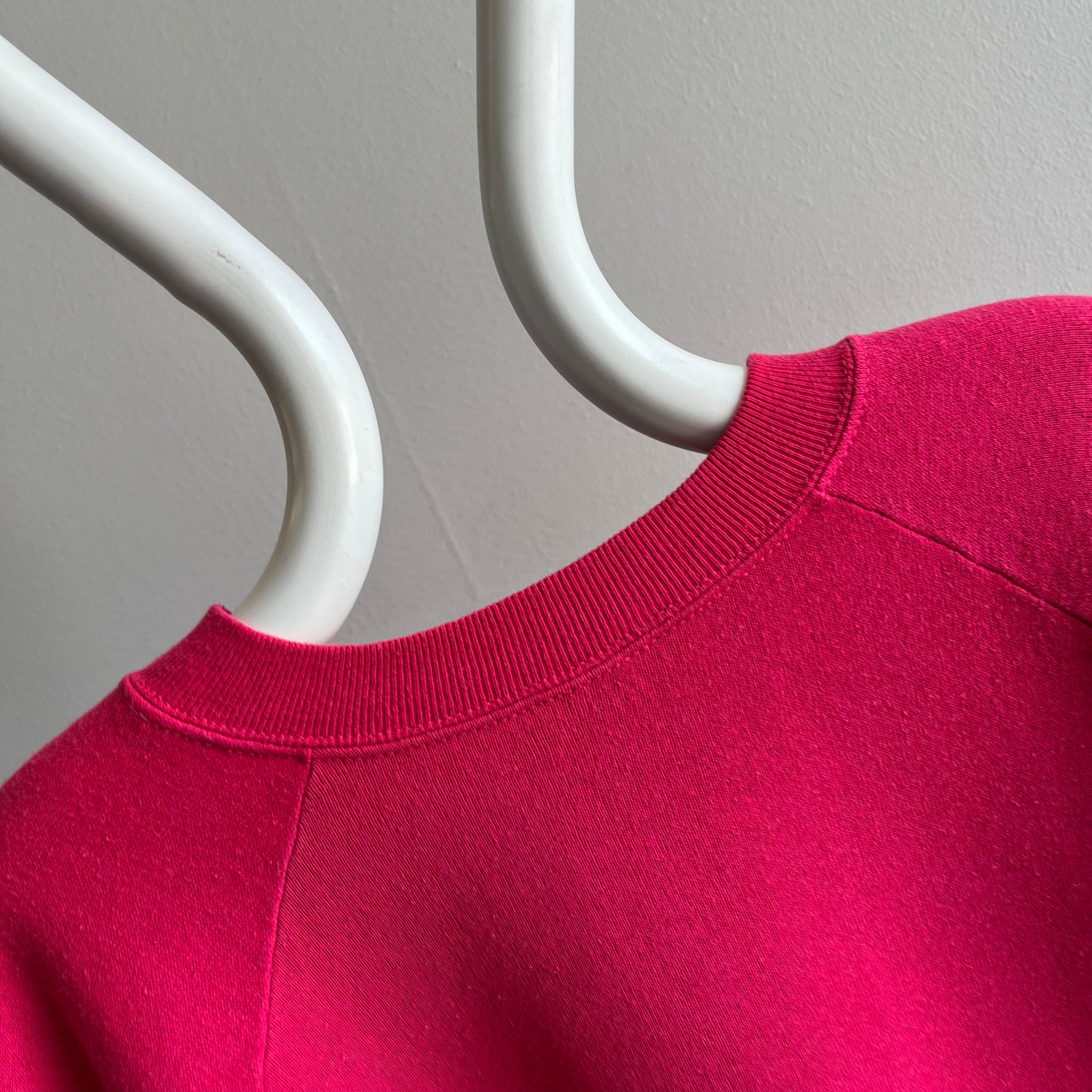 1980s Hot Pink Blank Raglan - XL