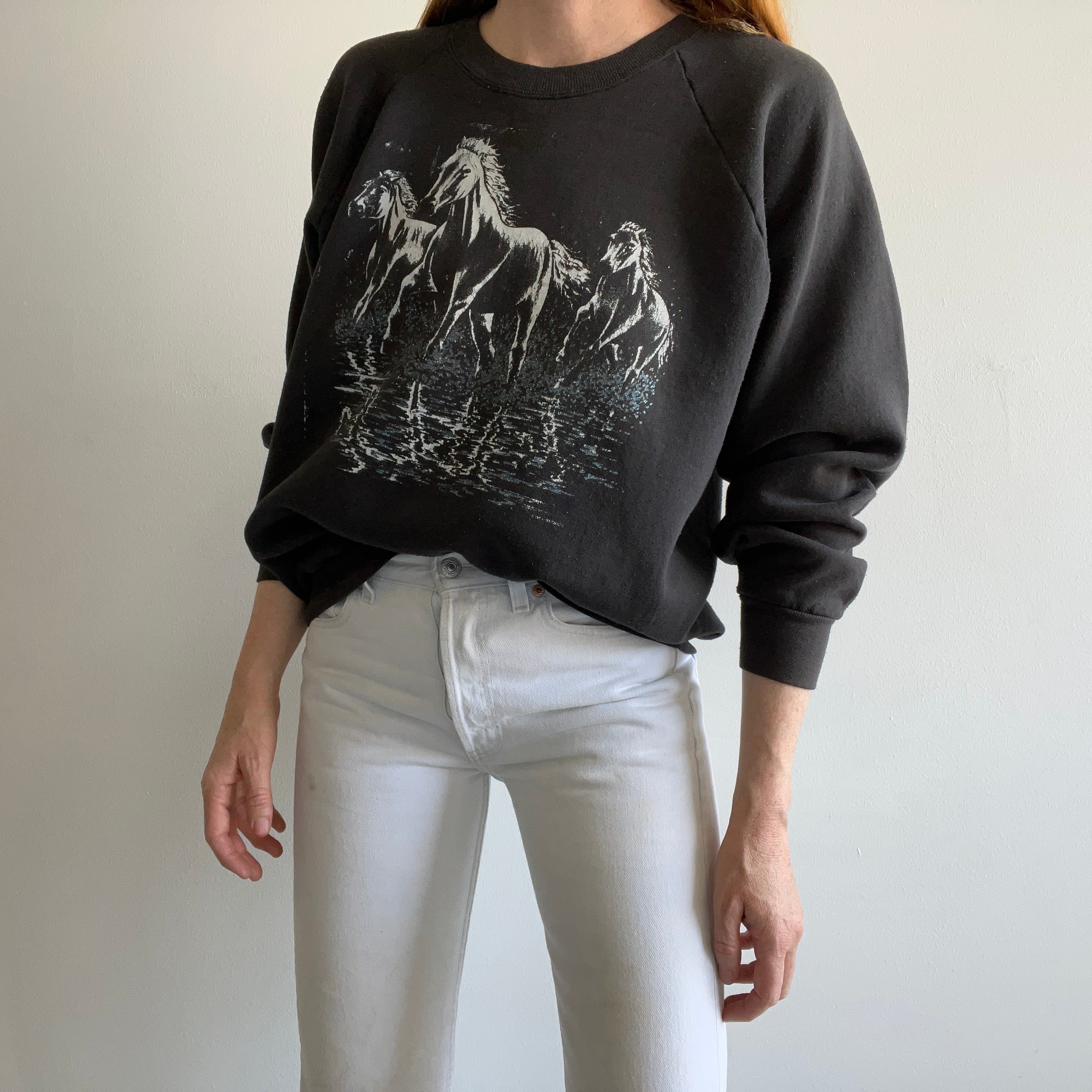1980s Wild Horses Stained Sweatshirt