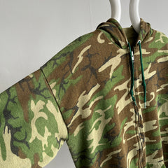 1980s Soft and Cozy Camo Zip Up Hoodie