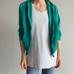 1980s Super Soft - Super, Duper - Teal Zip Up Hoodie