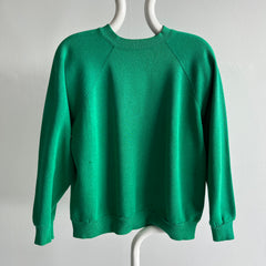 1980s Kelly Green Tultex Raglan with Dark Green Spots.