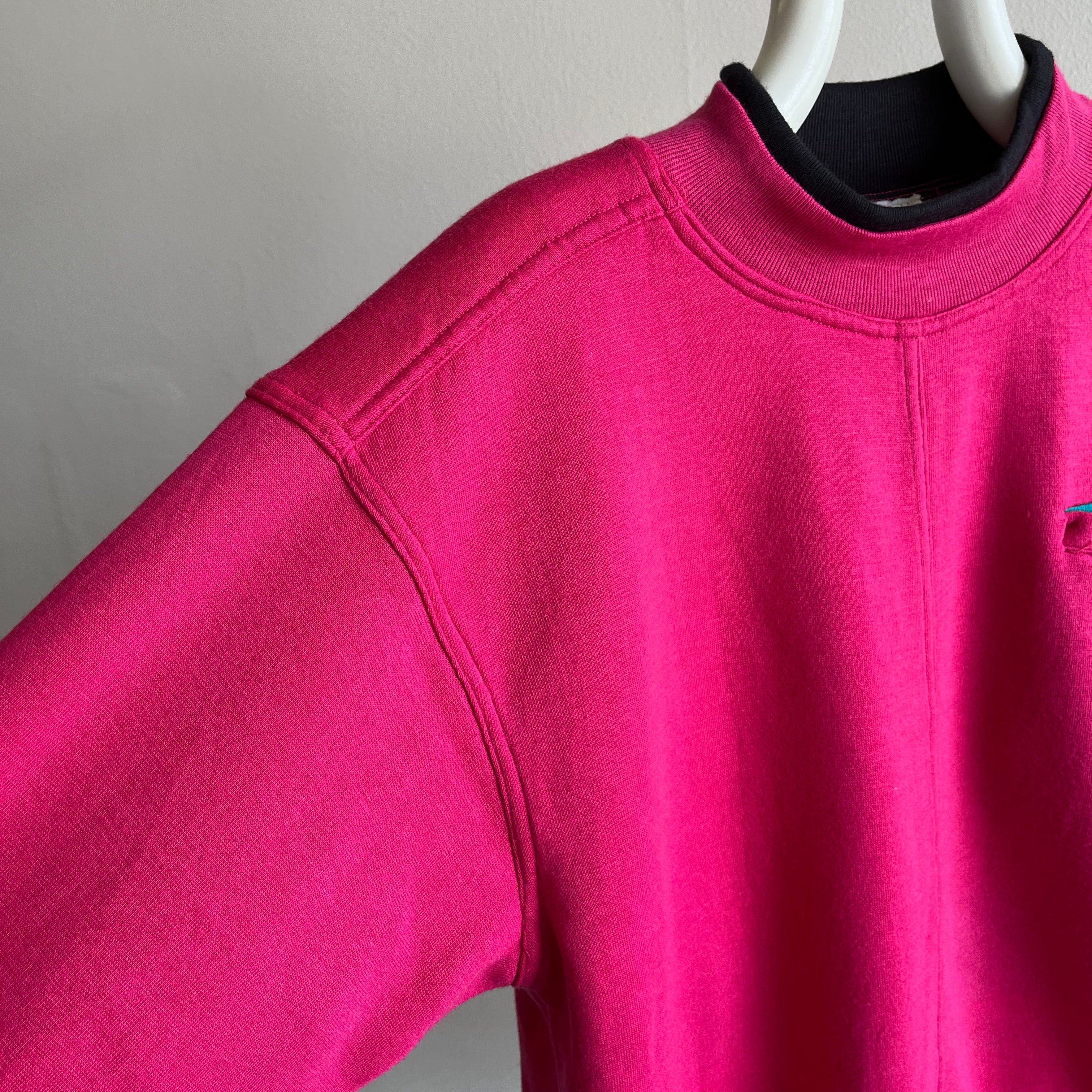 1980s Two Tone Pink and Black SUPER DUPER SOFT and Slouchy Pocket Sweatshirt