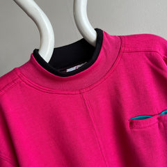 1980s Two Tone Pink and Black SUPER DUPER SOFT and Slouchy Pocket Sweatshirt