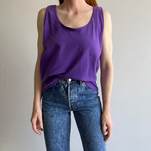 1980s Blank Cotton FOTL Purple Tank - Classic