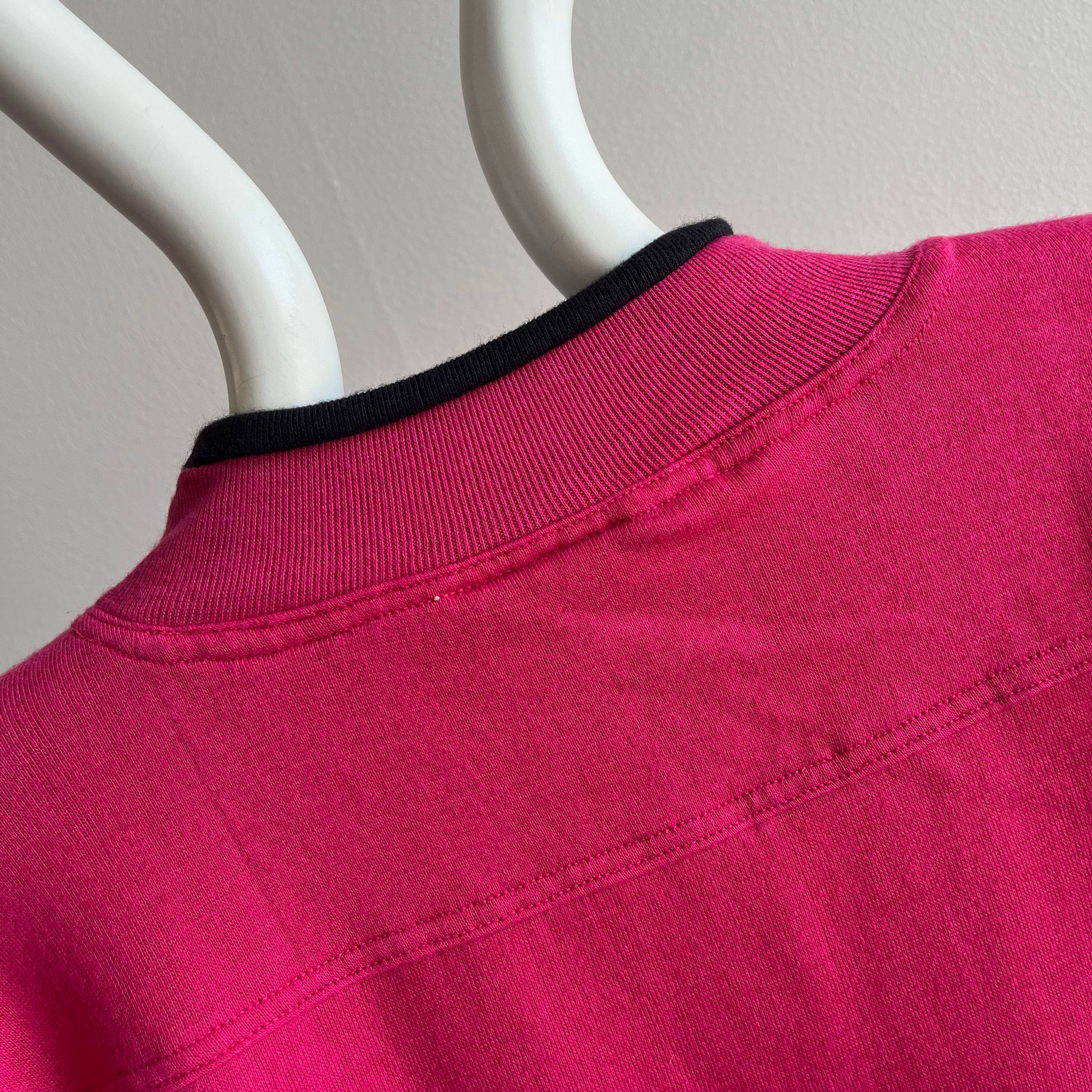 1980s Two Tone Pink and Black SUPER DUPER SOFT and Slouchy Pocket Sweatshirt